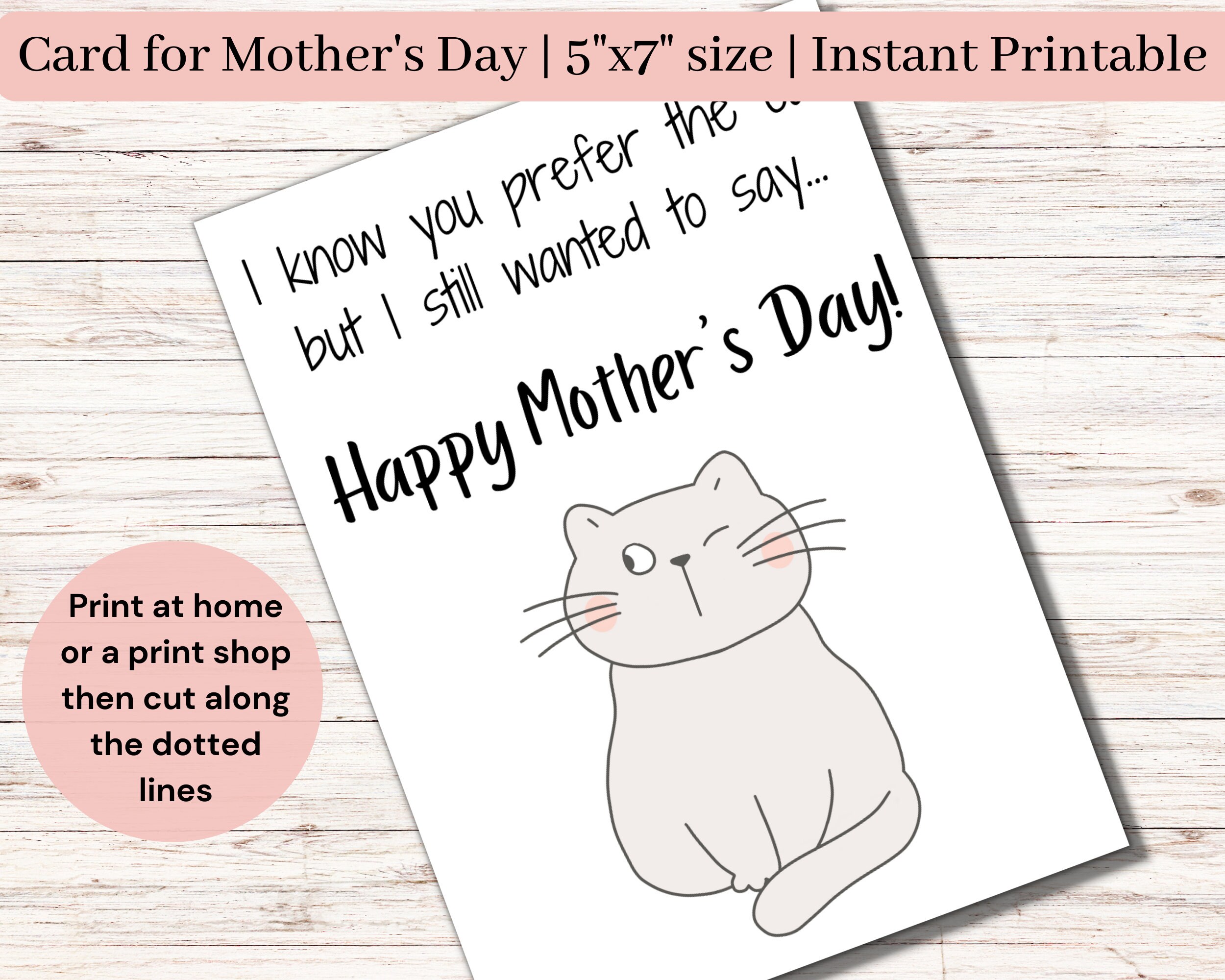 Funny Mothers Day Cat Card Printable, Happy Mother's Day Card, Last ...