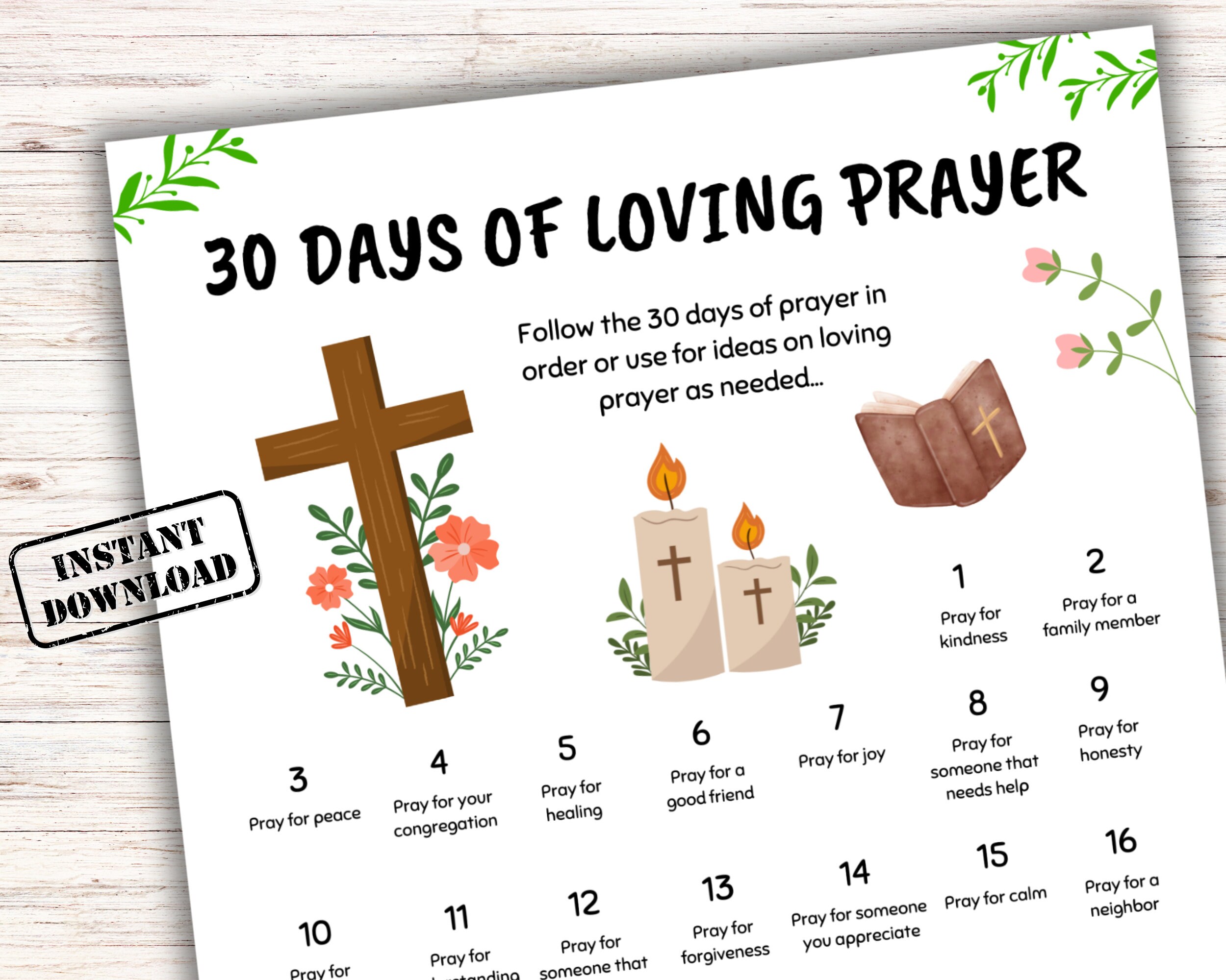 30 Days of Prayer Countdown Printable for Kids, Christian Pray ...