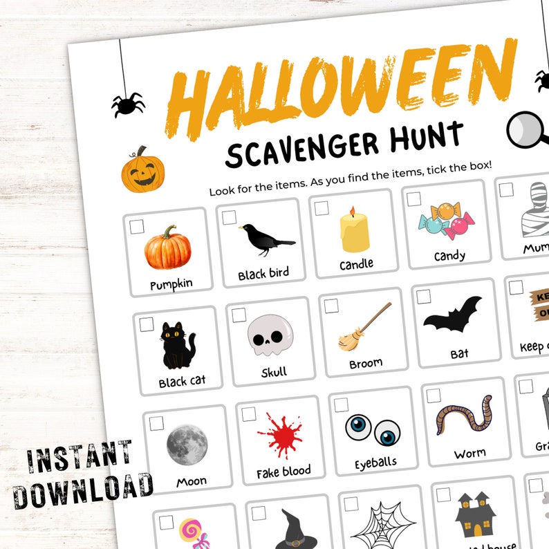 Halloween Scavenger Hunt Printable, Halloween Kids Party Game Ideas ...