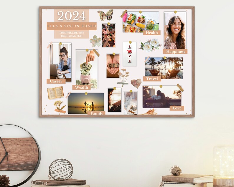 Editable Vision Board Template, Personalized Goal Planner Dream Board