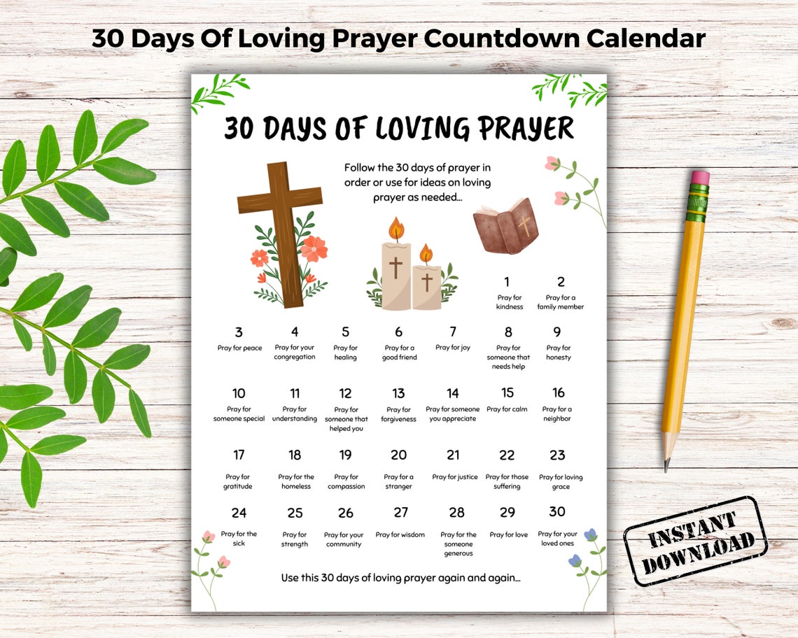 30 Days of Prayer Countdown Printable for Kids, Christian Pray ...