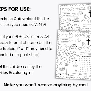 Bible Love Activity Placemat, Christian Valentines Bible Craft Games, Sunday School Activity, God Is Love Childrens Church Coloring Page image 5