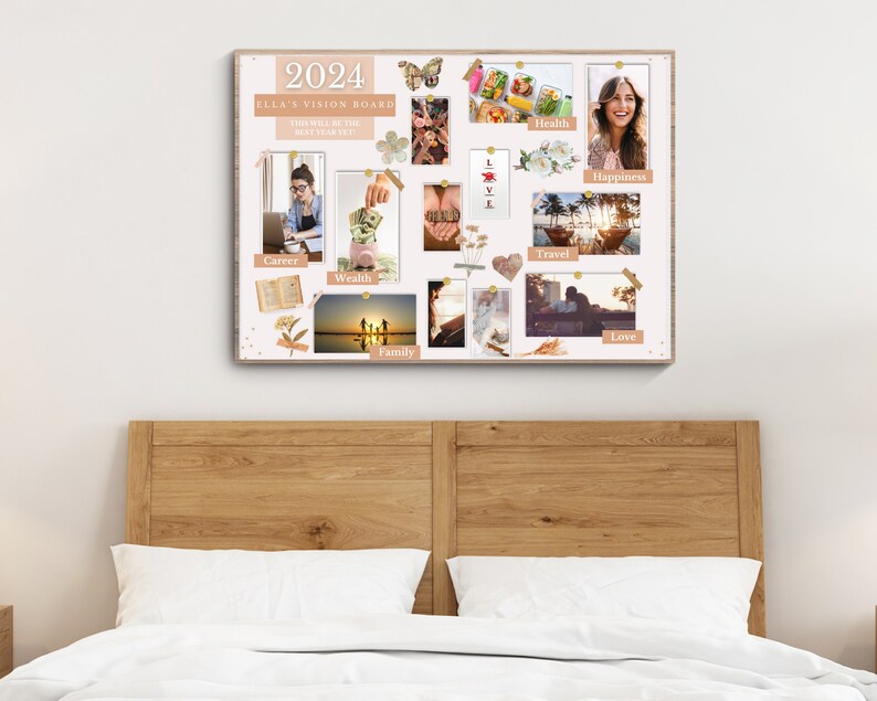 Editable Vision Board Template, Personalized Goal Planner Dream Board