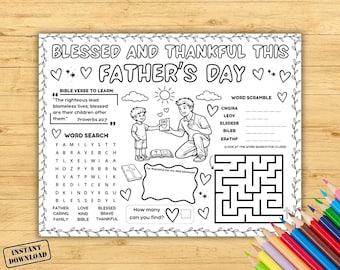 Christliche Vatertagsaktivität Tischset, Bibel Blatt bedruckbar, Sonntagsschule Malseite, Arbeitsblatt für Kinder Glauben Spiele, Kinderkirche