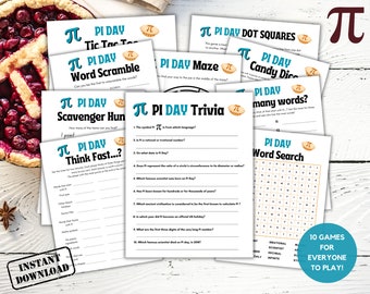 Pi Day Games Bundle Printable, Pi Day Party, Kids Pi Day Maths Games, Family Activity Games, School Classroom Activities, Office Party Games