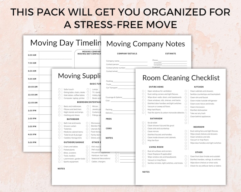 Moving Planner Checklist Printable, Moving Away Relocation Binder, Move States Preparation Pack, Organize Declutter Garage Sale, New Home Gift, Cleaning Home Sell House Prep.