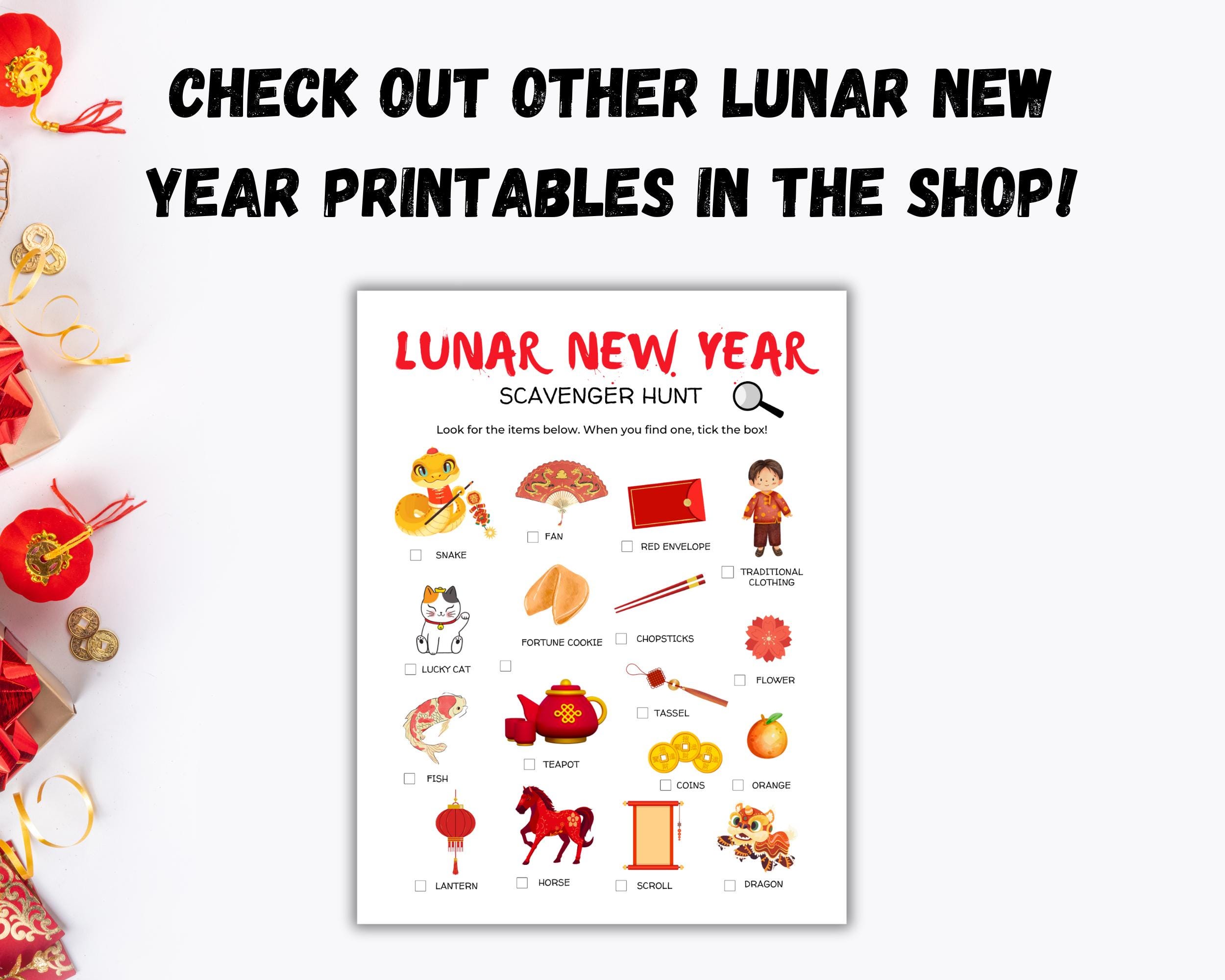 lunar new year activity placemat printable, year of the snake 2025