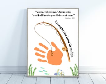 Grandpa Bible Handprint Craft, Grandfather Christian Keepsake Art Printable, Sunday School Scripture Activity, Childrens Church Fathers Day