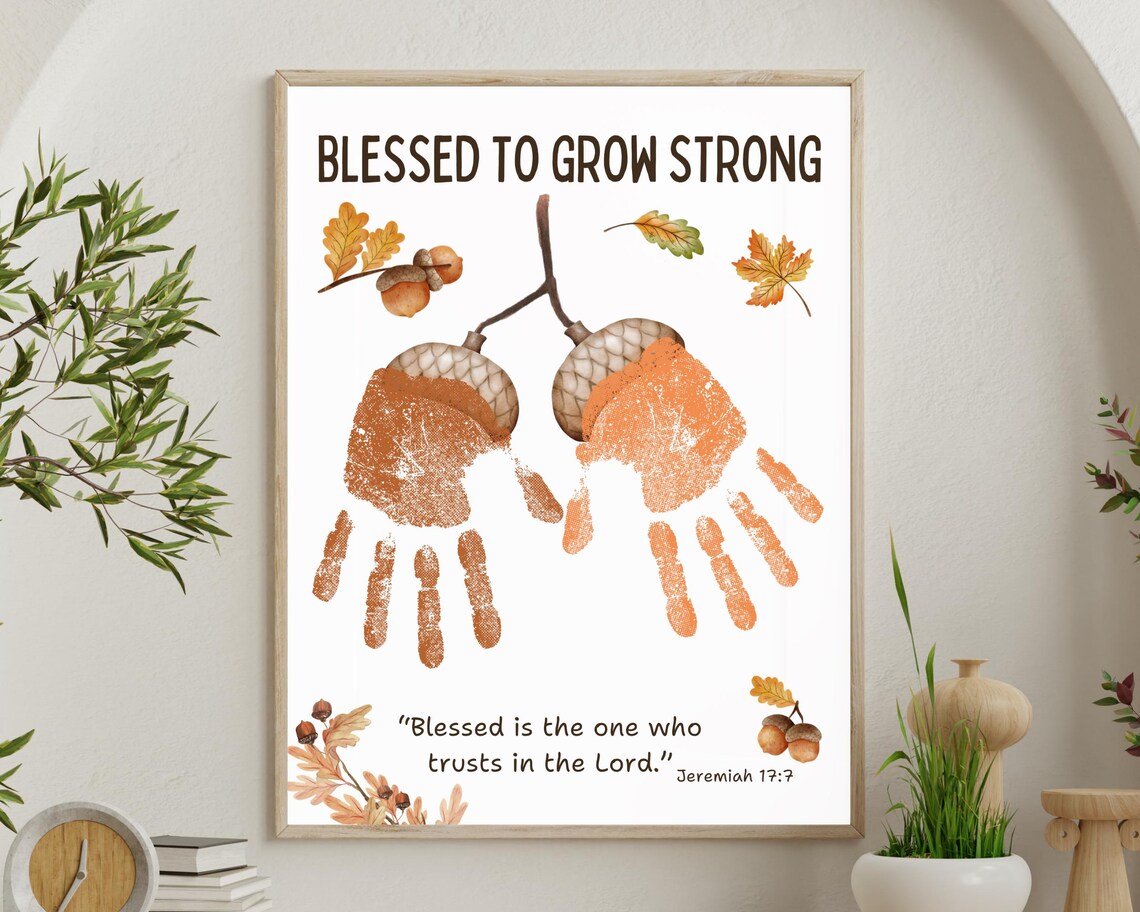 Fall Acorn Handprint Craft Printable, Christian Kids Activity, Sunday ...