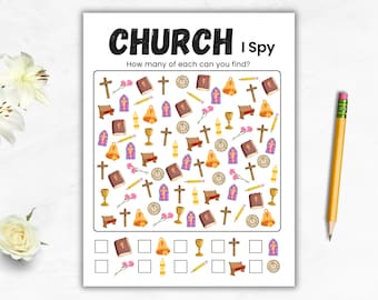 Church I Spy Game, Bible Count And Find Game, Kids Sunday School Activity, Look Seek Find Quiet Time, Christian Children's Church Classroom