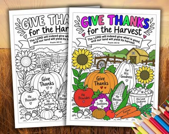 Christian Harvest Coloring Page, Thanksgiving Bible Verse Activity, Psalm 85:12 Printable, Sunday School Kids Fall Craft, Children's Church