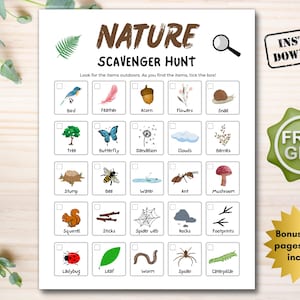 Nature Scavenger Hunt, Outdoor Treasure Hunt Printable, Scavenger Hunt For Kids, Kids Camping Games, Preschool Outdoor Activity, Nature Game