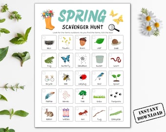 Frühlings-Schnitzeljagd, Outdoor-Saison Schatzsuche druckbar, Naturspiel suchen und finden Spiel für Kinder, Kleinkind Vorschule Frühlingsaktivität