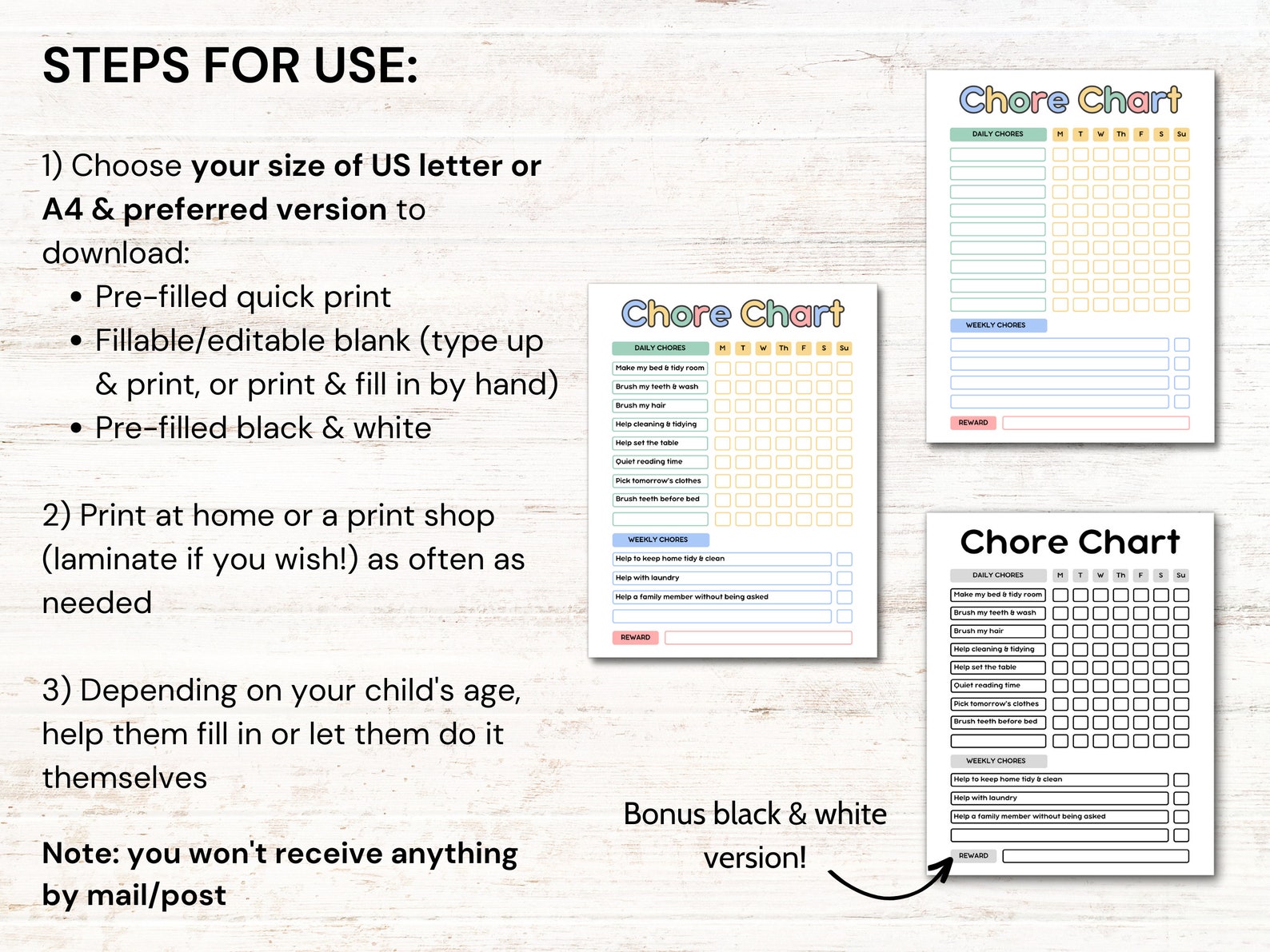 Kids Chore Chart, Chore Chart Printable, Kids Chore Tracker, Child ...