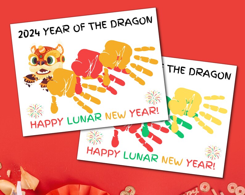 Lunar New Year Handprint Craft 2024 Year of the Dragon DIY Etsy Australia