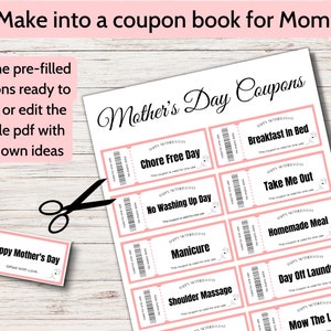 Editable Mothers Day Coupons Printable Mom Coupon Book Template Editable Mothers Day Coupons Printable Mom Coupon Book Template