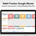 Habit Tracker Spreadsheet for Google Sheets, Daily Habit Goal Planner ...