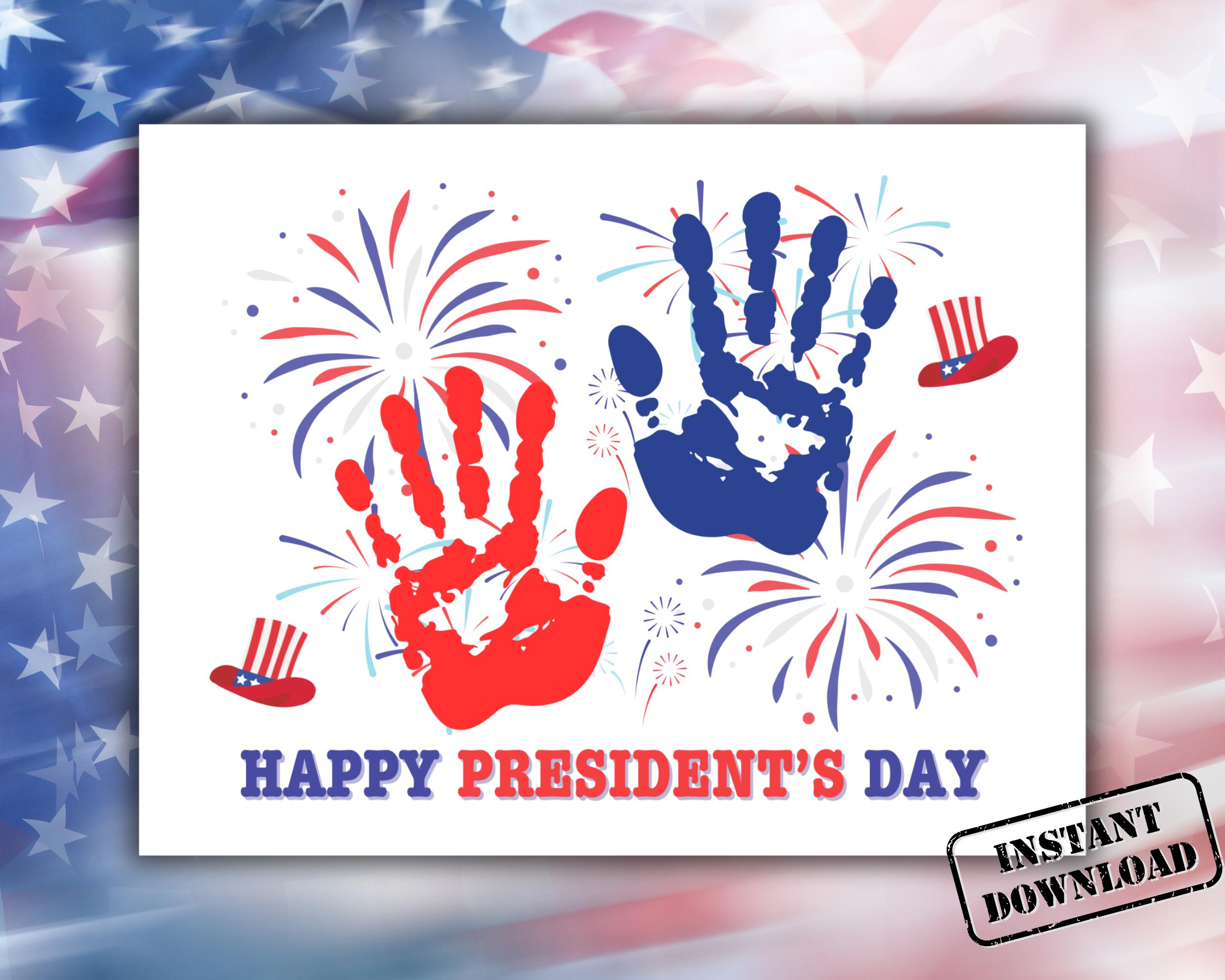 Presidents' Day Handprint Craft, Happy Presidents Day Handprint Art ...