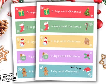 Christmas Countdown Paper Chain, Advent Calendar Craft for Kids, DIY Holiday Garland Decoration, Xmas Festive Classroom Printable Activities