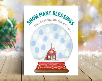 Christian Snow Globe Fingerprint Craft, Winter Bible Verse Sunday School Activity, Kids Church Blessings,  Handprint Keepsake Art Printable