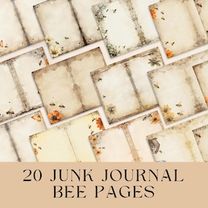 Junk Journal Bee Seiten, druckbare Vintage Aquarell Bumble Bee Scrapbook Kit, Journal Ephemera, Collage Versorgung Blätter, digitales Papier Papier