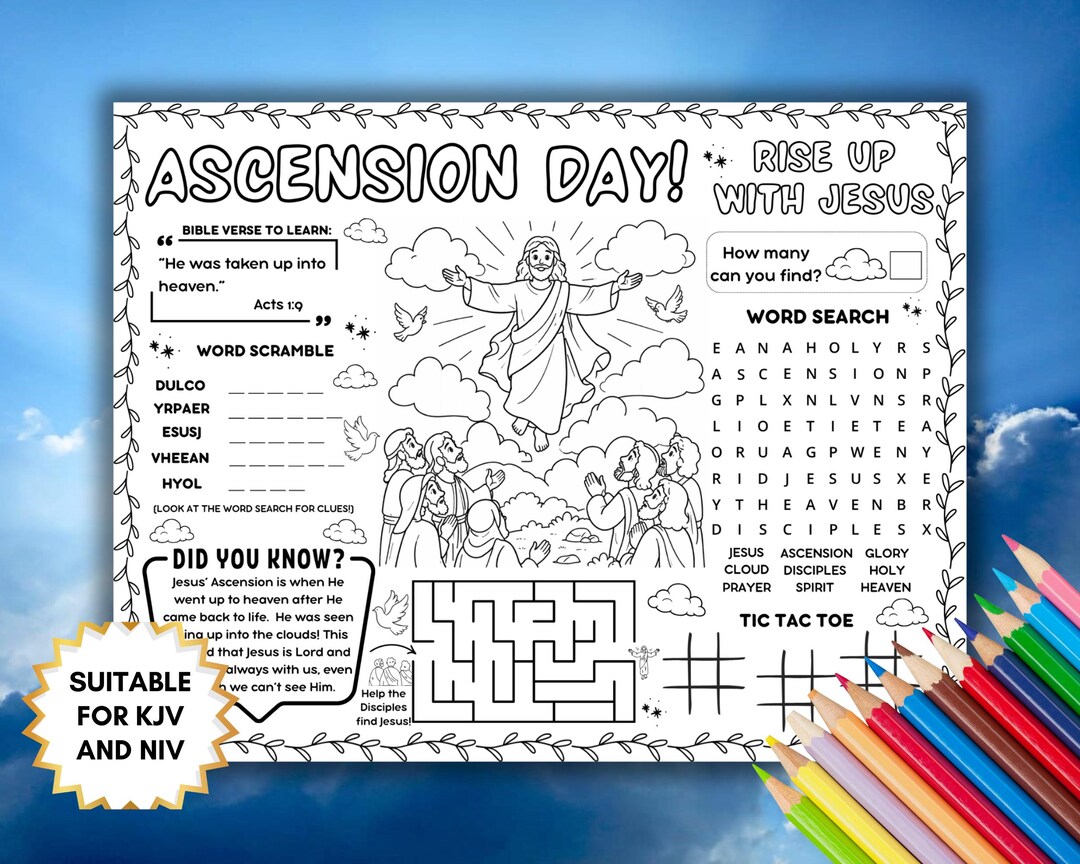 Ascension Day Activity Placemat, Ascent of Jesus Sunday School Craft ...
