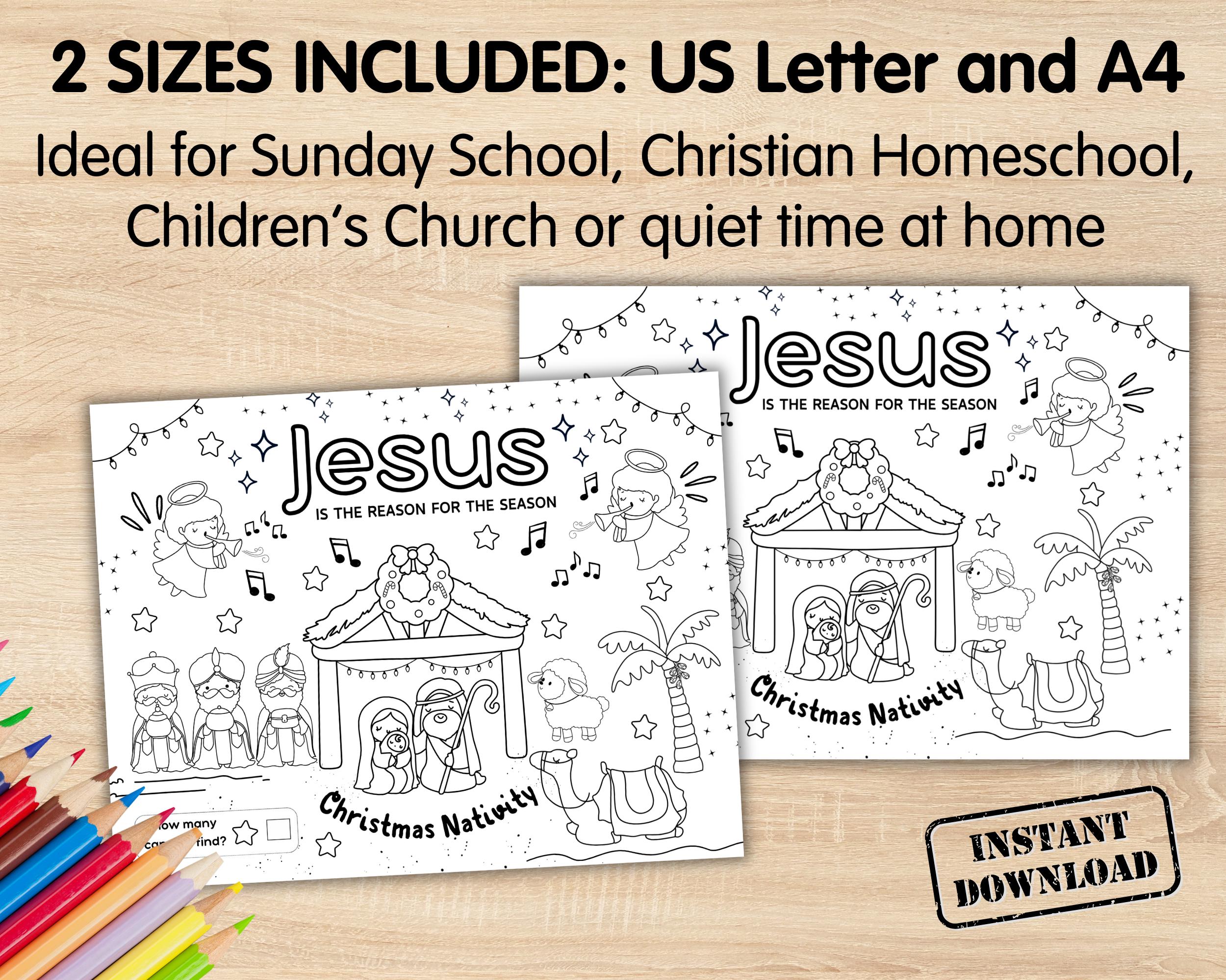 Nativity Coloring Page Activity, Christian Christmas Placemat Printable ...