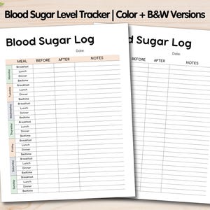 Blutzucker Tracker Log, Blutzucker Tracking zum Ausdrucken, Blutzuckerspiegel Anzeige, Diabetiker/PreDiabetes Journal, Gestationsdiabetes 1 2