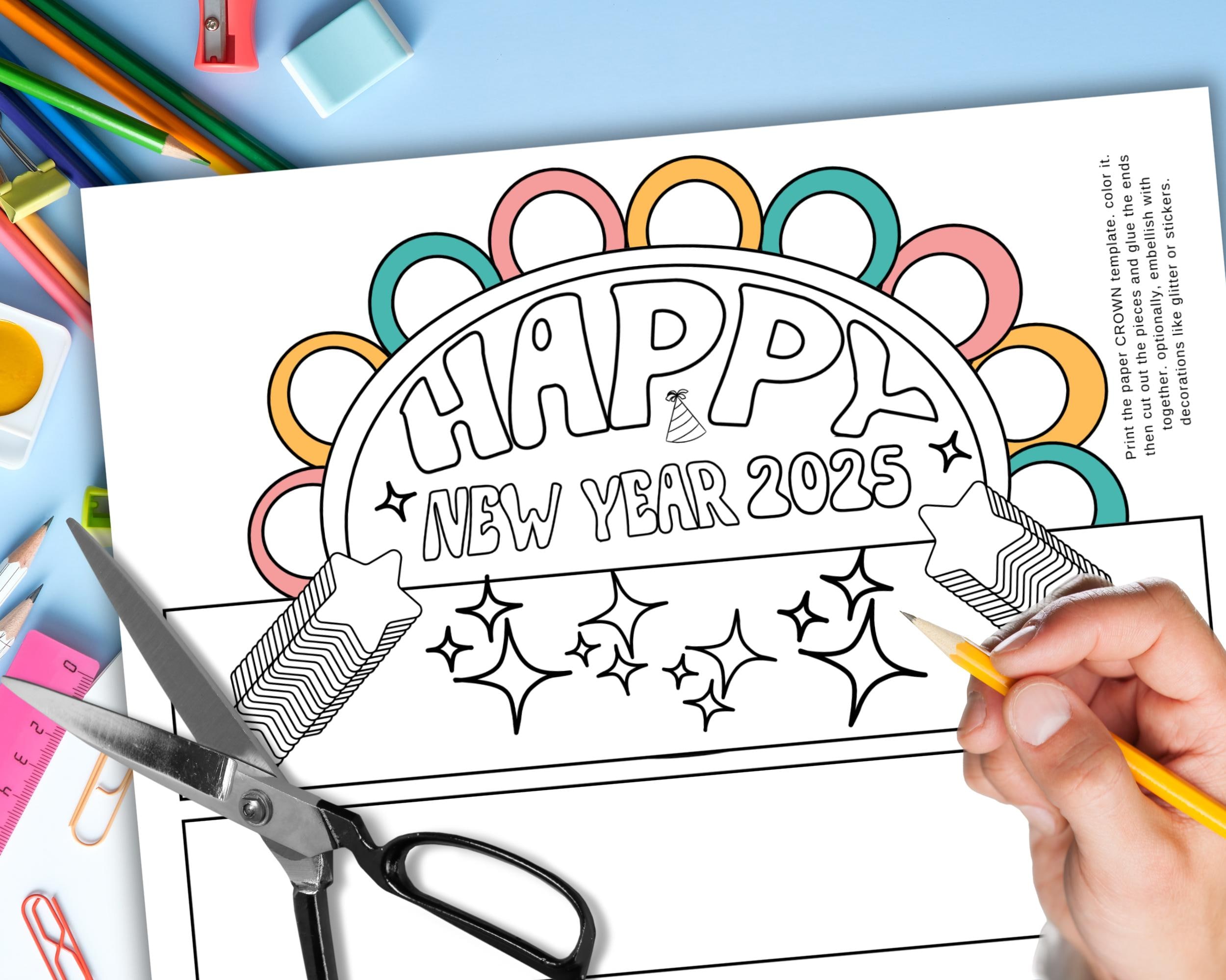 New Years Eve Craft, 2025 New Year Craft Bundle Pack, Kids NYE Paper ...