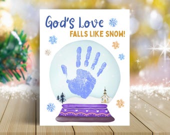 Christian Snow Globe Handprint Craft Printable, Winter Sunday School Activity, Preschool Kids Bible Art Keepsake, Faith Homeschool Idea Fun