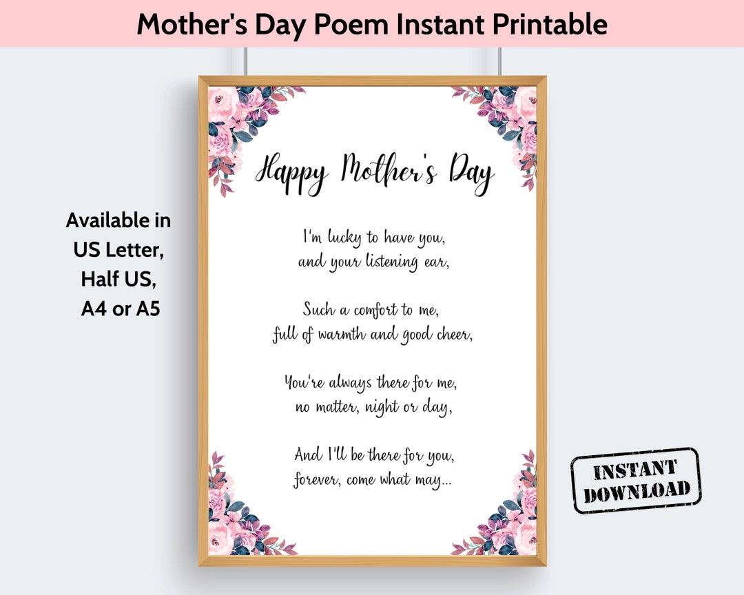 Mothers Day Poem Printable, Poem for Mom, Mama Keepsake Poem Quote