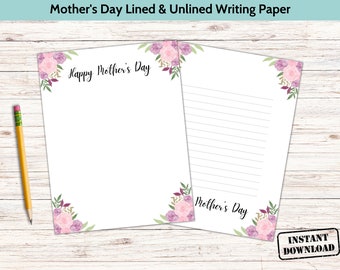 Mothers Day Letter Printable, Dear Mom Letter Stationery, Handwritten Letter To Mum, Mother's Day Notepaper, Floral Letter Writing Paper Set