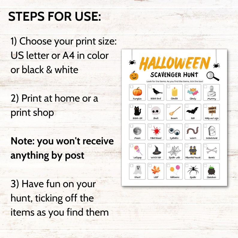 Halloween Scavenger Hunt Printable, Halloween Kids Party Game Ideas ...