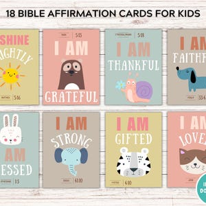 Tarjetas de Afirmaciones Bíblicas para Niños, Tarjetas Didácticas con Versículos Bíblicos Cristianos para la Iglesia Infantil, Educación Positiva Basada en la Fe y Atención Plena, Escuela Dominical