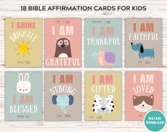 Kids Bible Affirmation Cards, Bible Verse Christian Childrens Church Flashcards, Mindfulness Faith Based Positive Educational, Sunday School
