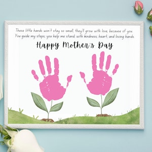 Mother&#39;s Day Handprint Craft, Happy Mothers Day Keepsake, Printable Mom Poem Handprint Art Preschool, Baby First Mothers Day Gift, Mom Gift