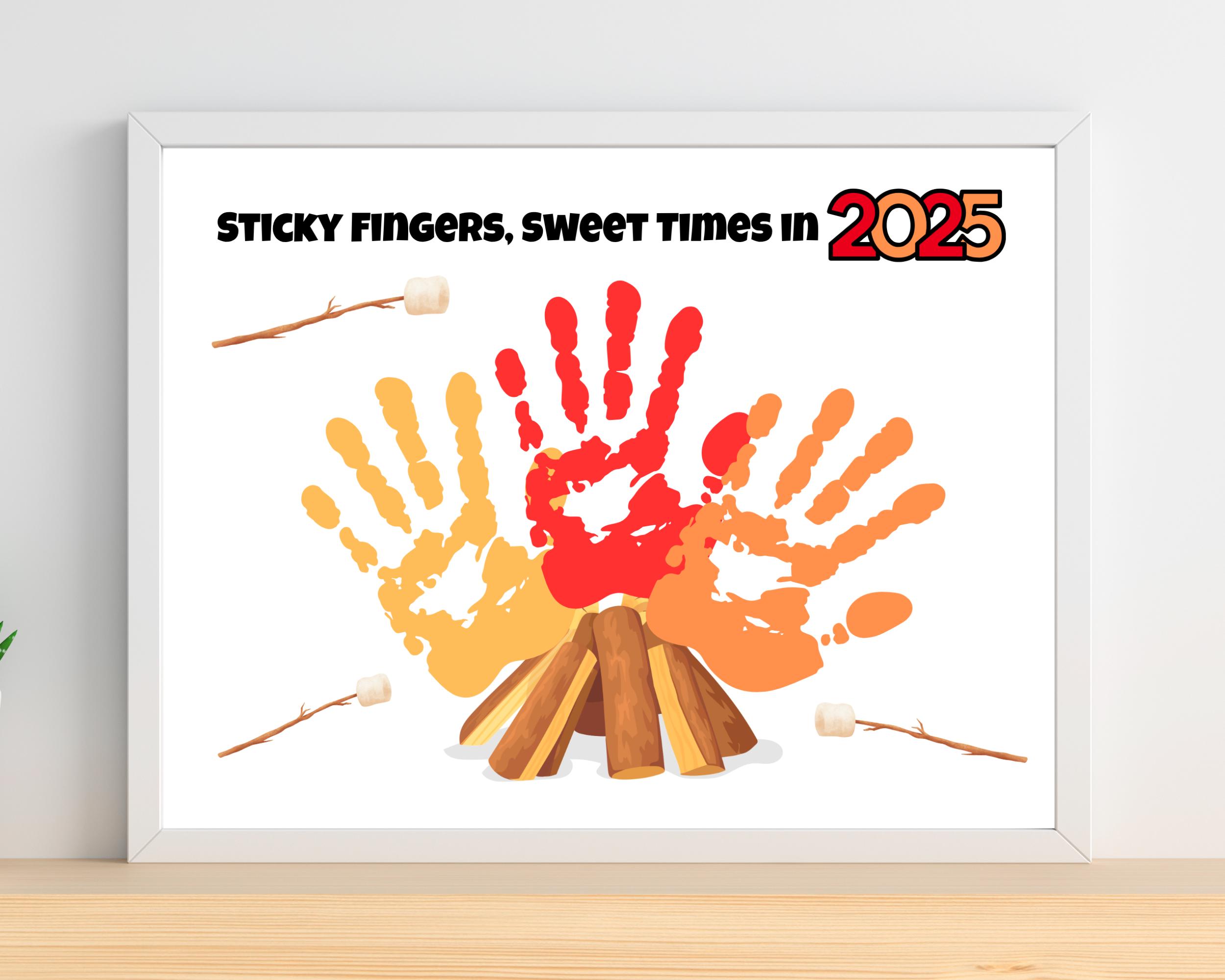 Campfire Handprint Craft Art, Camping Handprint Art, Family Keepsake Gift, SMore Preschool Activity, Toddler Daycare Activity, Camp Template