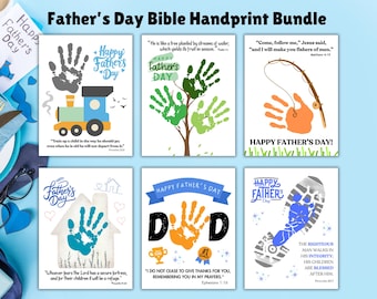Father's Day Bible Handprint Craft, Daddy Art Printable, Kids Sunday School Activity, Christian Verse Keepsake Gift For Dad Bundle Pack Fun