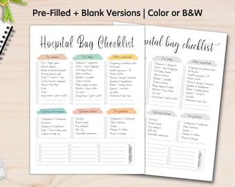 Pregnancy Hospital Bag Packing Checklist, Labor & Delivery Baby Essentials List, Maternity Bag, Mom Pre Birth Planner, Newborn Preparation