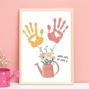 Flower Handprint Art Craft, Kids Handprint Keepsake Printable, Toddler Gift For Mom, Grandma, Mothers Day, Teacher Appreciation Daycare Fun