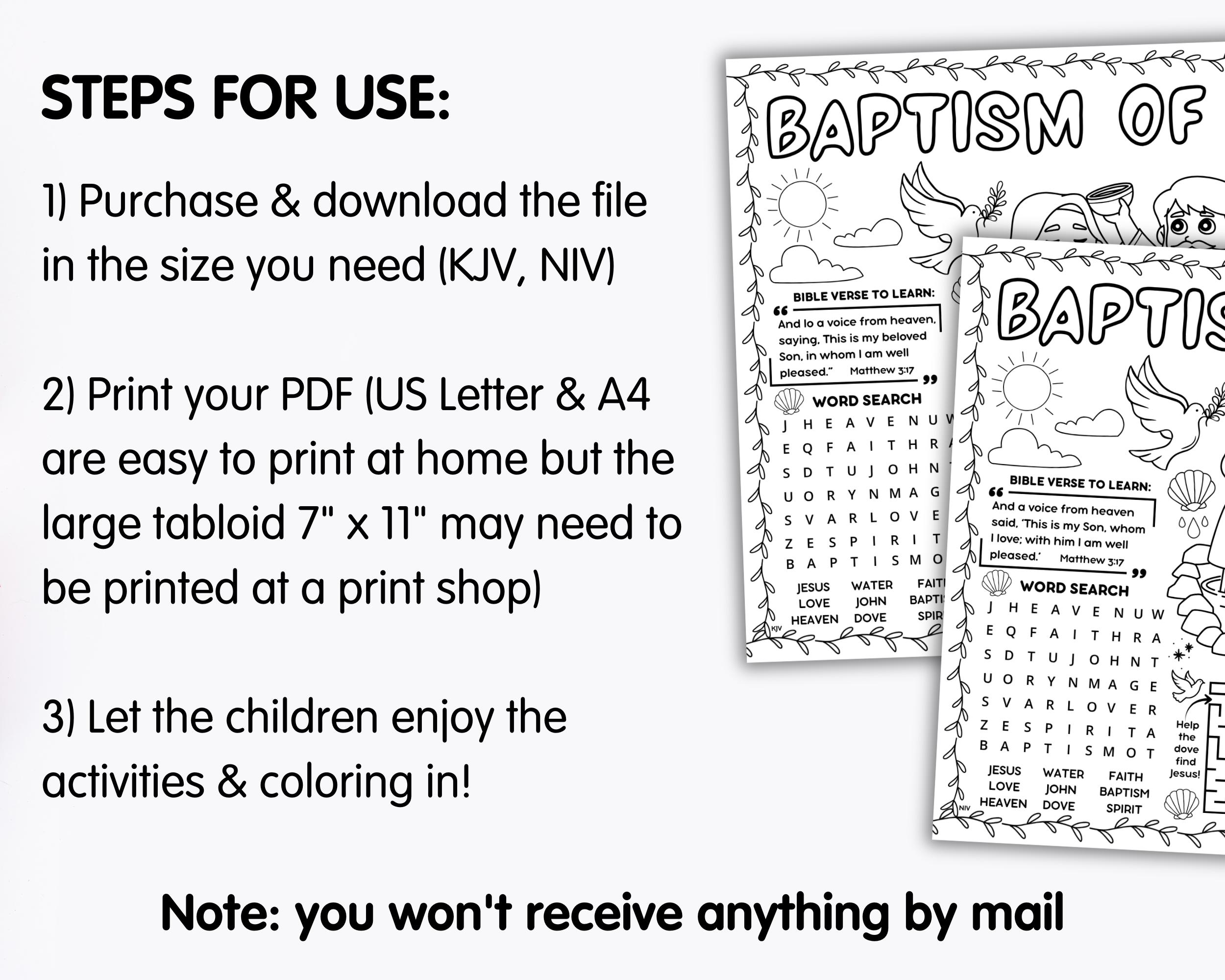 Baptism of Jesus Bible Activity Placemat, Sunday School Coloring Page ...