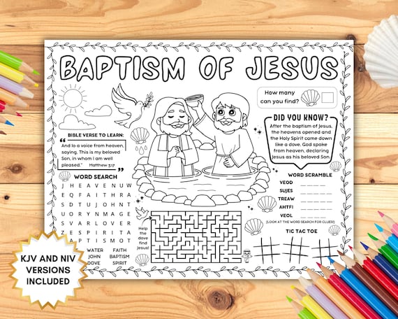 Jesus Baptism Coloring Page Childrens Bible Activities Sunday