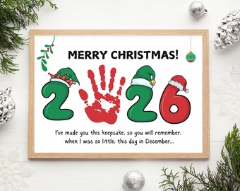 Christmas Handprint Craft Keepsake, Baby First Christmas 2026 Poem, Kids Preschool Holiday Art, DIY Xmas Gift, Toddlers Classroom Activity
