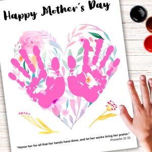 Mothers Day Bible Craft, Mothers Day Handprint Art Keepsake, Christian ...