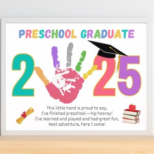 Preschool Graduation Handprint Poem, Last Day Of Preschool Handprint Craft Printable, Graduate Day Art, School Grad Keepsake Family Gift Kid