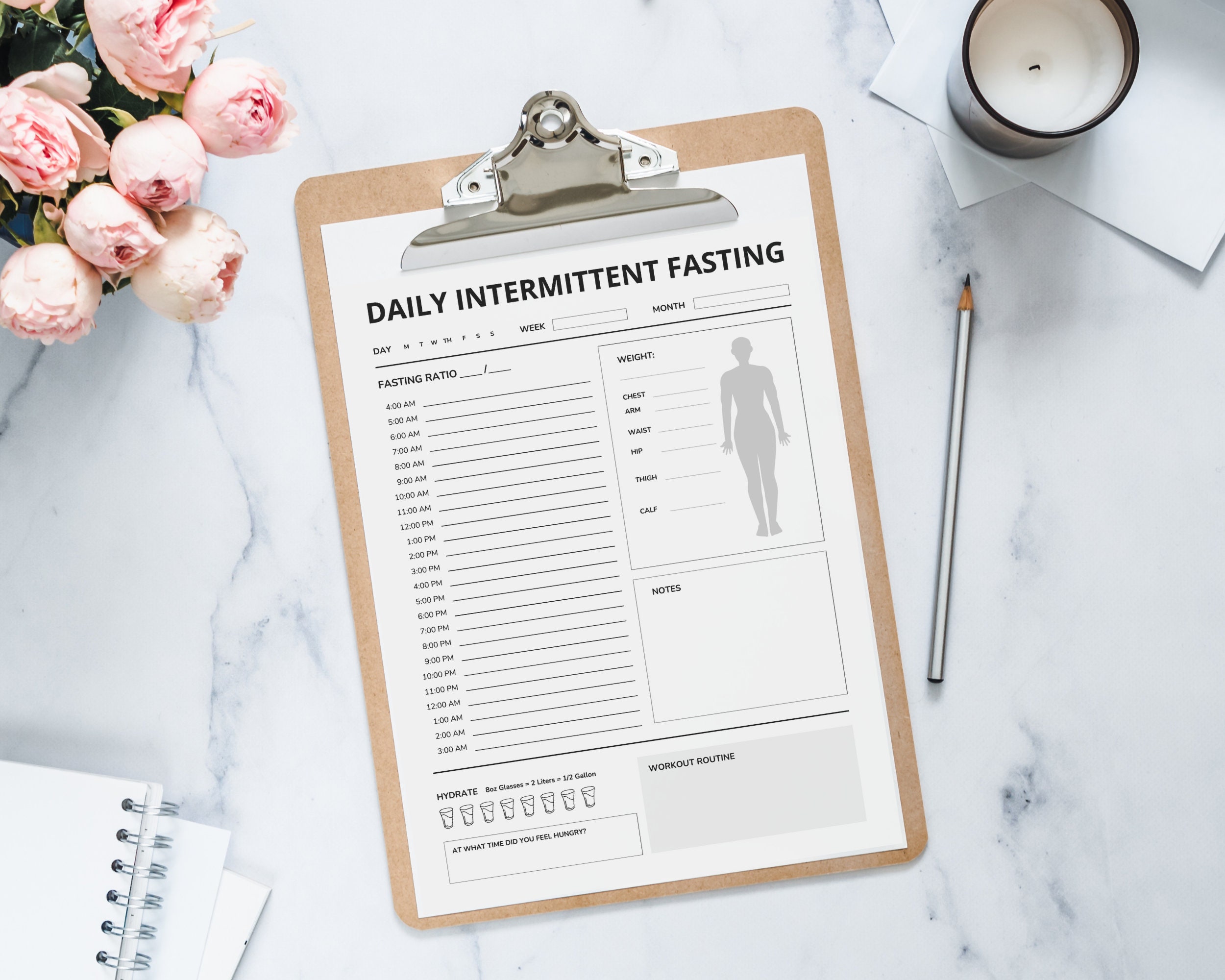 Intermittent Fasting Tracker Printable, Daily Intermittent Fasting Log ...