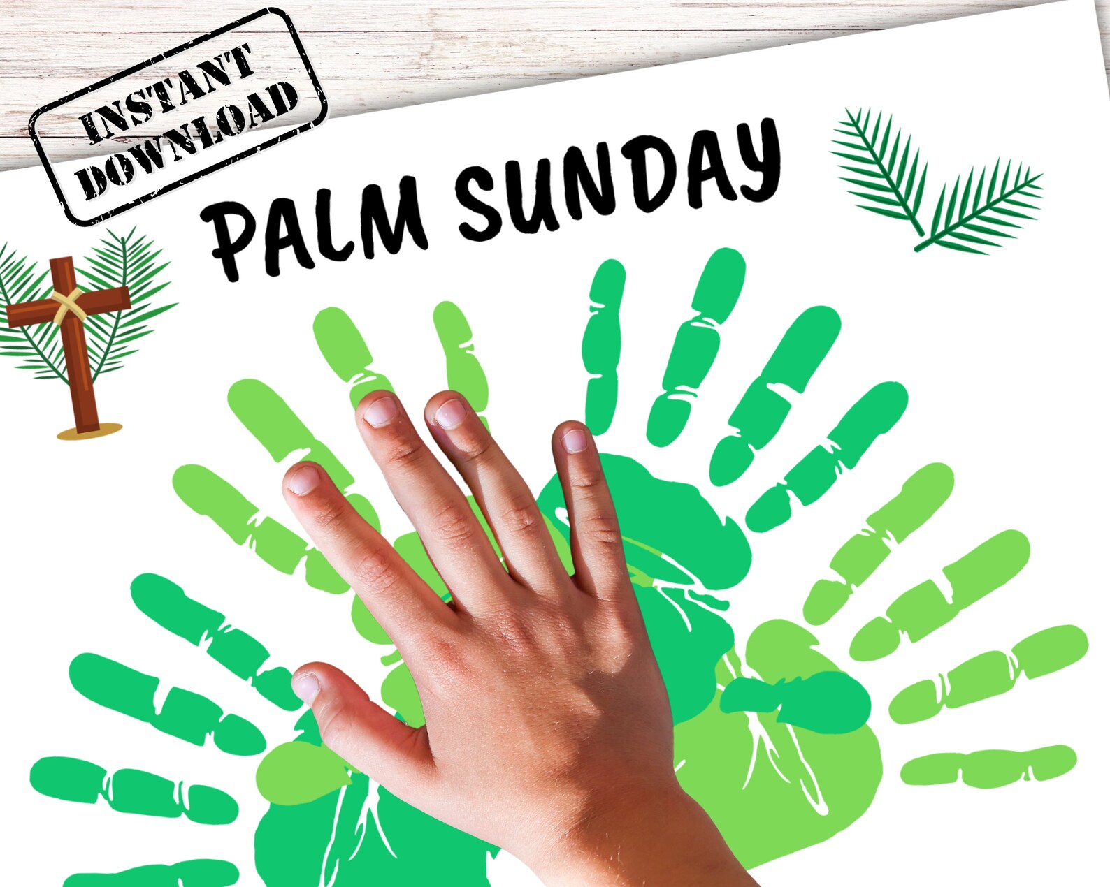 Palm Sunday Handprint Craft Art Printable, Sunday School Bible Lesson ...