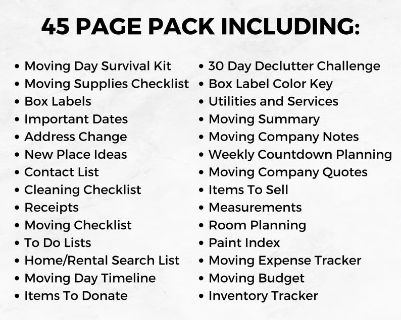 Moving Planner Checklist Printable, Moving Away Relocation Binder, Move