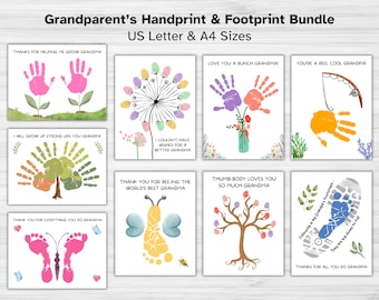 Grandparents Handprint Art Craft, Happy Grandparents Day Bundle, Grandma Keepsake Gift, Grandpa Family Day, Grandchild Baby Toddler Template