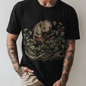 Hedgehog Cellist T-Shirt - Elegant Musician Hedgehog Tee for Classical Music Fans